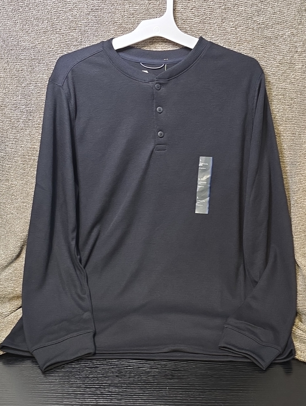 all in motion Black Long-Sleeve Henley Shirt